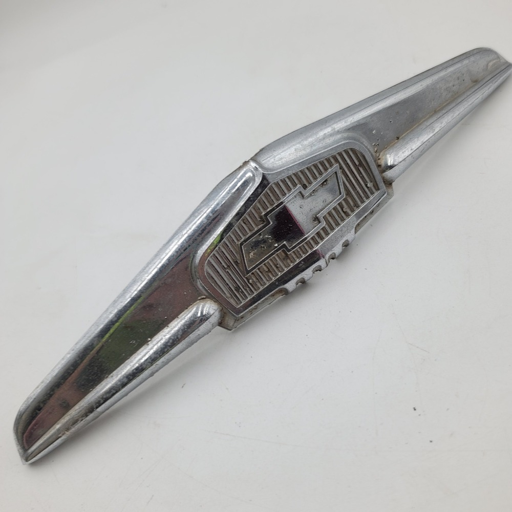 Vintage Chevrolet Hood Emblem 3688050 Chrome Bowtie Winged AC-1 Made in USA